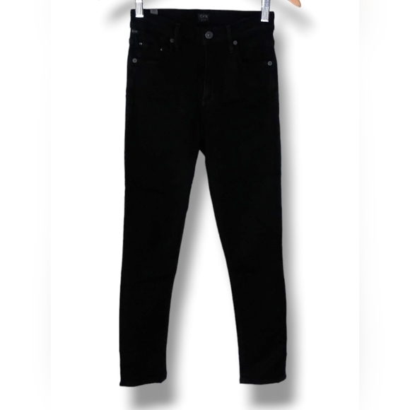 Citizens of Humanity Rocket High Risky Crop Skinny in All Black - Picture 4 of 12